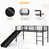 Sliding Loft Children Single Bed Mid Sleeper Steel Bed Frame W/Safety Guardrails