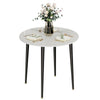 80CM Round Marble Dining Table Counter Home Kitchen Lounge Bar Office Steel Legs