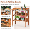 3 Tier Garden Patio Potting Table Wooden Planting Bench Workstation W/ Hooks