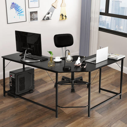 L-Shaped Corner Computer Desk Large PC Laptop Table Workstation with CPU Stand