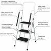 Foldable Non Slip 3 & 4 Step Steel Tread Safety Hand Rail Ladder Durable Panel