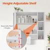 LED Bathroom Cabinet Mirror Storage Unit 5 Shelf Towel Hanger White Furniture