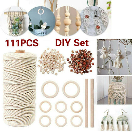 Macrame Cotton Cord Tool for Wall Hanging DIY Craft Wooden Sticks/Rings/B