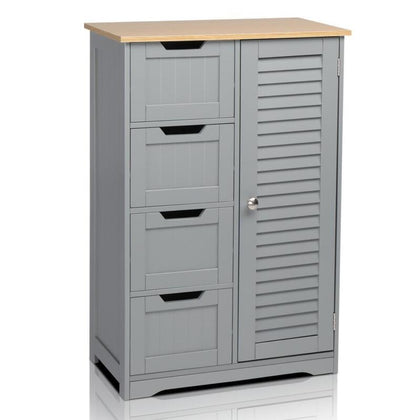 Bathroom Storage Cabinet Wooden Cupboard Multipurpose 4 Drawer 3 Shelves UK