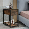 Industrial Side Lamp Table Bedside Cabinet Nightstand With Storage Shelf Drawer