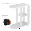 NICEME C-Shaped End Table for Living Room 30cm Narrow Side Table on Casters
