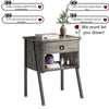 Bestirt Small Bedside Table w/ Drawer&Shelves for Bedroom Rustic Night Stand