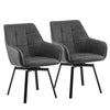 2xSwivel Dining Chairs Grey Faux Leather Padded Seat Dining Room Kitchen