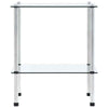 2/3 Tier Glass Shelf Unit Clear Modern Storage Display Side Table Furniture