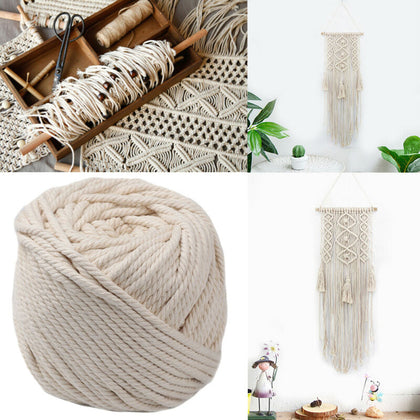 5mm Natural Beige Cotton Twisted Cord Ropes Macrame String Artisan DIY Craft Set