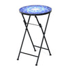 Folding Mosaic Side Table Round Bistro End Table W/ Ceramic Tile Top Plant Stand