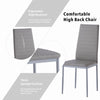 4pcs Grey Faux Leather Dining Chairs Metal Legs Ripple Lines Kitchen Dining Room
