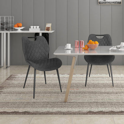 2/4/6x Dining Chairs with Backrest Faux Leather Padded Living Room Kitchen Cafe