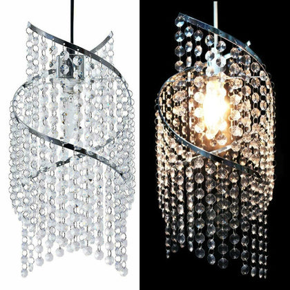 Modern Spiral Droplets Crystal Bead Ceiling Chandelier Light Shade Pendant Lamp