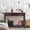 2-Tier Hallway Console Table Wooden Long Sofa Side Table w/ 2 Drawers & Shelves