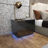 LED Bedside Table Chest of Drawer with 2 Drawers High Gloss with USB Light Black