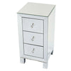 Mirrored Glass Bedside Table Cabinet 3 Drawer Crystal Handles Bedroom Nightstand