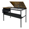 Industrial Style Computer Desk Study Desk Office Long Desk with Storage