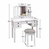 White Dressing Table Mirror 5 Drawer Storage Makeup Vanity Mirror Desk & Stool