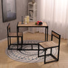 3 Piece Compact Dining Table & 2 Chairs Set Wooden Metal Legs Kitchen Bistro Set