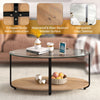 2-Tier Coffee Table Oval Modern Side Table W/ Tempered Glass Tabletop