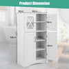 Bathroom Storage Floor Cabinet Freestanding Wooden Storage Cupboard with 4 Doors