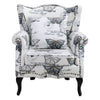 Retro Flower Butterfly Accent Chair Wingback Armchair with Wood Frame LivingRoom