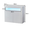 White Sideboard Cabinet High Gloss Cupboard Storage Furniture With LED 2 Doors