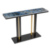 Rectangle Console Table Hall Marble Slate Accent Table with Large Pedestal Base