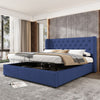 Ottoman Bed Frame Gas Lift Up Storage Double Size Blue Fabric Upholstered Bed