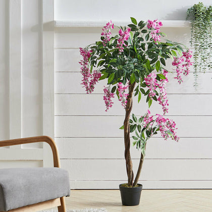 120cm Artificial Wisteria Flower Tree Indoor Outdoor Faux Potted Blossom Plant