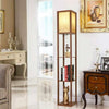 Modern Shelf Floor Standard Lamp Wooden Lounge Light 4 Tiered Shelving Storage