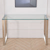 Modern Glass Slim Corner Side Console Table for Living Room Kitchen Narrow Space