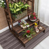 Large Wooden Plant Stand Hanging Flower Shelf Ladder Rack Garden Outdoor Indoor