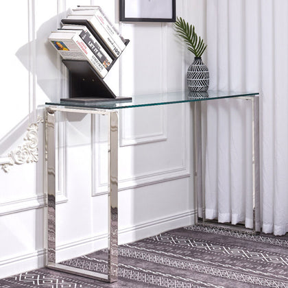 Living Room Tables Tempered Glass Coffee Tea Side Concole Table With Chrome Legs