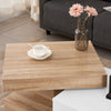 Rotating Gloss Coffee Table In White And Oak Effect with LED Light Center Table