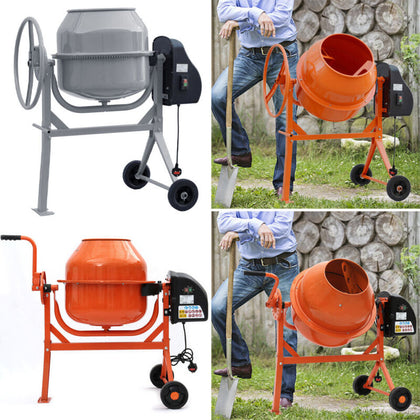 Electric Cement Concrete Mixer RocwooD 63L/120L/140L Litre Drum Mortar Plaster