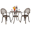 3 Piece Cast Aluminum Garden Table Chairs Set W/ Ice Bucket Outdoor Patio Bistro