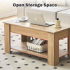 Wooden Coffee Table With Lift Up Top Storage Area and Magazine Shelf
