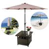 Rattan Umbrella Side Table Outdoor Garden Leisure Coffee Table w/Umbrella Hole