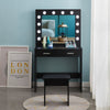 Black LED Dressing Table Set Makeup Desk Dresser Large Mirror Stool 2 Drawers