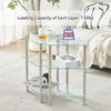Triangle Corner Table Glass Side Table with Shelves End Table for Living Room