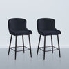 Set of 2 Bar Stools Velvet Modern Bar Chair Metal Legs Home Kitchen Black New