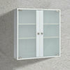 Wall-Mount Frosted Glass Cabinet Vanity Storage Cupboard Shelf Office 1 2 Doors
