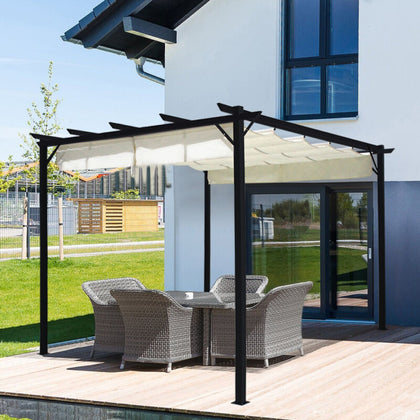 Steel Pergola 3x3m Garden Weatherproof Gazebo Awning Canopy Sun Shade Shelter UK