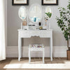 Folding Vanity Dressing Table 7 Drawers Makeup Table and Cushioned Stool Set