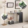 110cm Console Table White Faux Marble Top Entryway Table with 2 Plant Positions