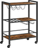 3 Tier Rolling Industrial Rustic Wooden Bar Kitchen Food Serving Cart Trolley