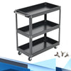 Black Steel Tool Trolley Cabinet with Wheels Workshop Storage Chest Carrier Cart