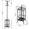 Metal Coat Stand Rack Free Standing Hall Tree Coat Hanger with Umbrella Holder